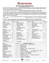 2421 Barton Creek Sellers Disclosure