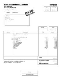 Puddle Jumper Well invoice 100721