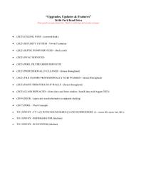 Stieren - 31556 Tres Lomas Upgrades, Updates & Features Sheet
