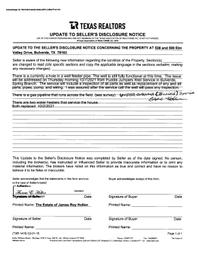 538 Elm Valley Drive - Update to Seller's Disclosure Notice 100621