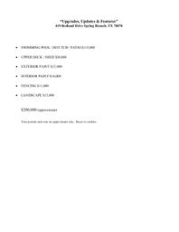 419 Redland Drive - Upgrades, Updates & Features sheet