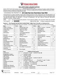2913 Cedar Pass Sellers Disclosure