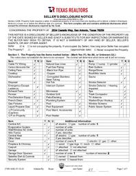 Texas REALTORS® Seller's Disclosure Notice