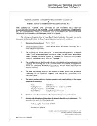 Parmer Ranch HOA certificate