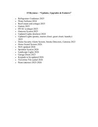 15 Reynosa - Updates, Upgrades & Features sheet